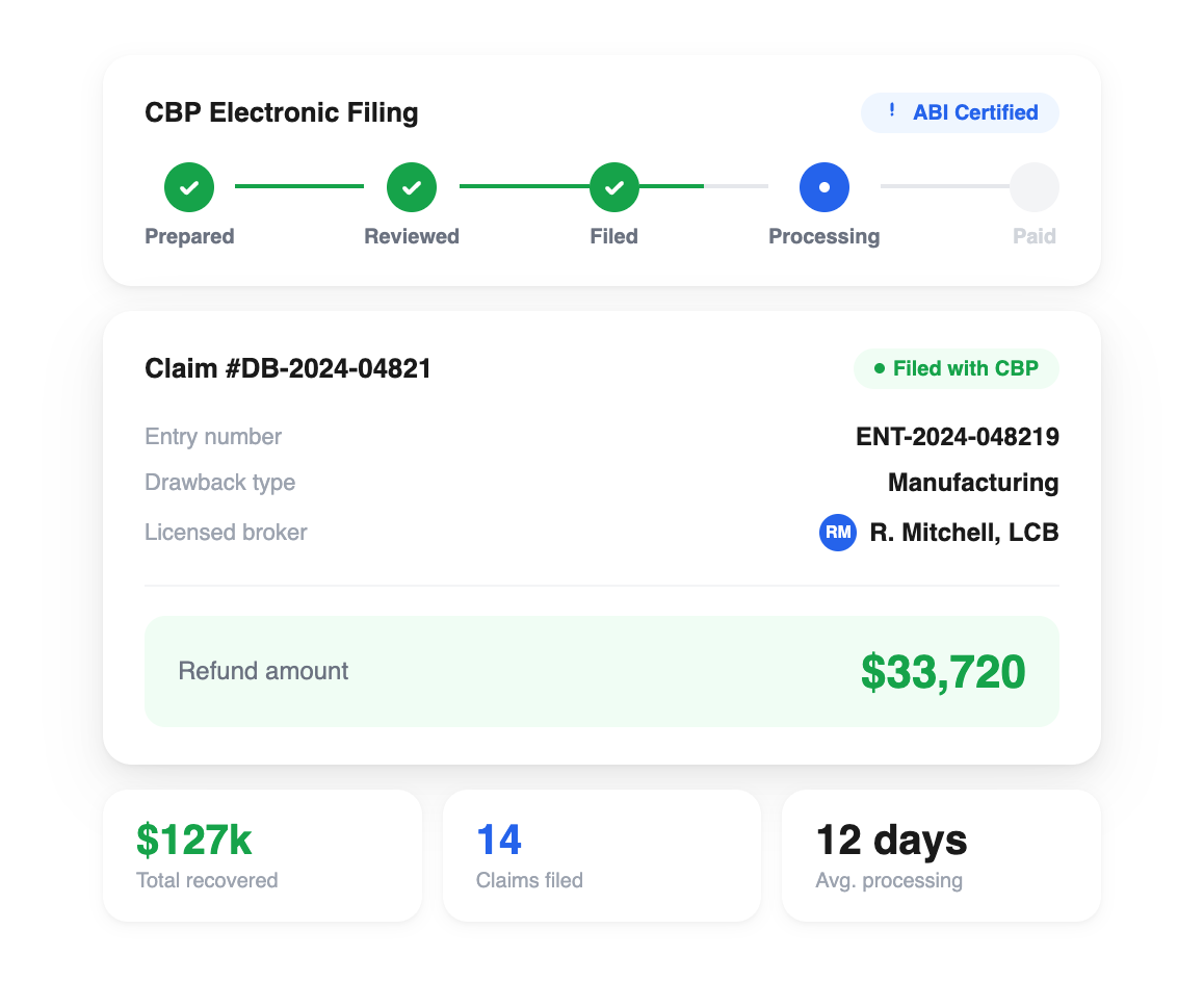 Tracking refund status on dashboard