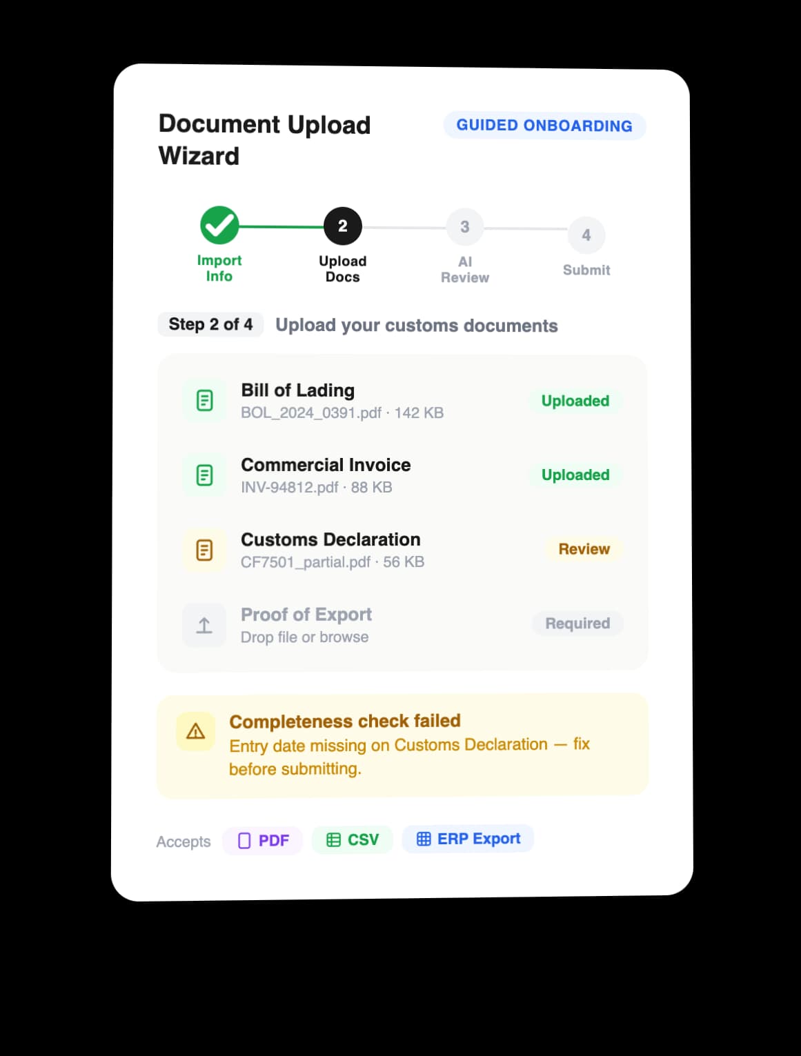 Document Upload Wizard That Guides You