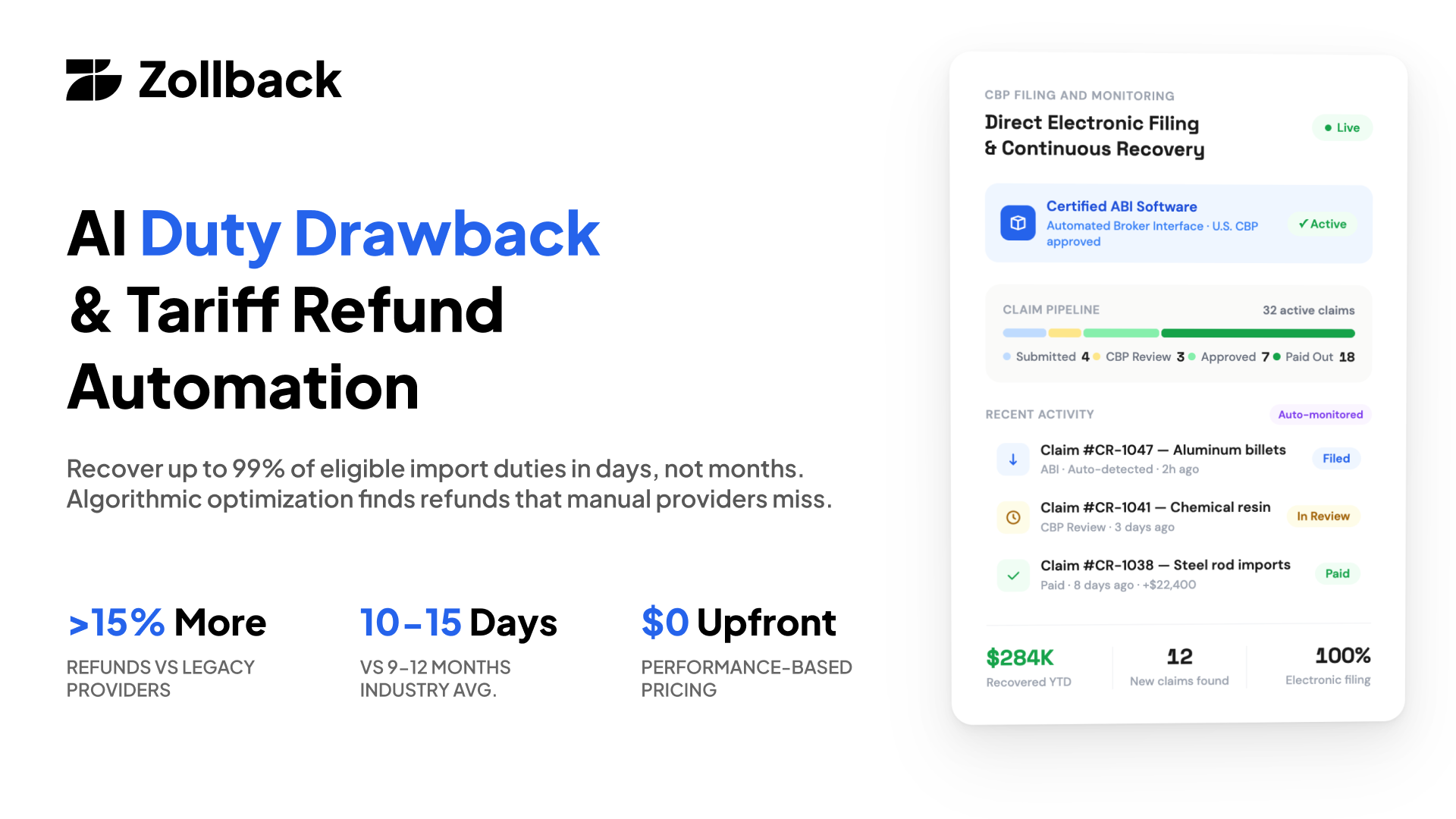AI Duty Drawback & Tariff Refund Automation AI Duty Drawback & Tariff Refund Automation